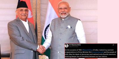  भारतको गणतन्त्र दिवसमा मोदीलाई ओलीको शुभकामना 