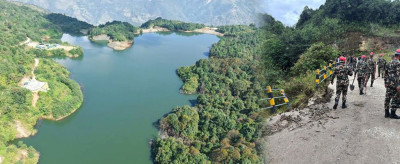  धाप ड्यामको जोखिम घटाउन ४०० लिटर प्रतिसेकेन्डका दरले पानी निकास, पहिरो मर्मत सुरु 