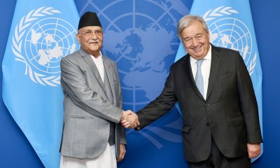  ओली र गुटेरसबीच भेटवार्ता: ग्रिन हाउस उत्सर्जनमा भारी कटौती गर्नुपर्नेमा जोड 