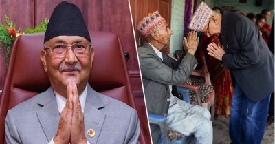  प्रधानमन्त्री ओलीले दिए कुसेऔँसीको शुभकामना, बुबासँग लिए आशीर्वाद 