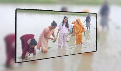  उपसभामुख रुबीकुमारी ठाकुरले आफ्नै खेतमा रोपिन् धान 