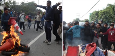  माइतीघर क्षेत्रमा एमाले कार्यकर्ता र प्रहरीबीच झडप, दर्जनौं घाइते 
