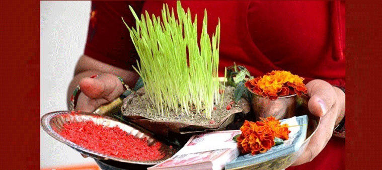  वर्षाका बाबजुद नवदुर्गाको प्रसाद स्वरुप टीका र जमरा लगाउने क्रम जारी 
